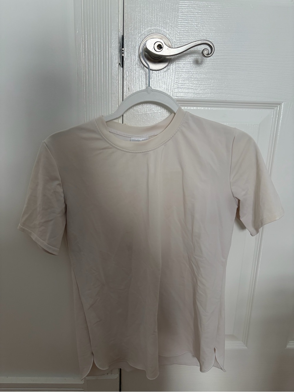 Women's Short Sleeve Swim Tee in Cream/ white